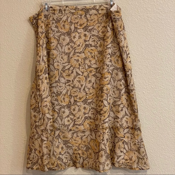 Banana Republic Fit Flare Silk Floral Hi Lo Skirt - Picture 2 of 5